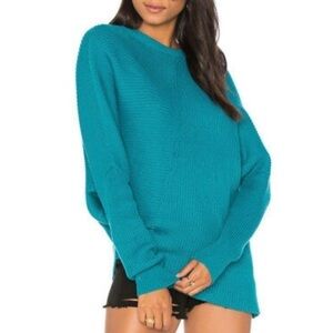 Free People Downtown Long Sleeve Asymmetrical Sweater Turquoise Dolman Sz S